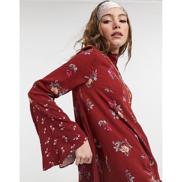 Free People Dress Tate Tunic Mini Blouse Vintage Combo X-Small New womens floral - Picture 9 of 13